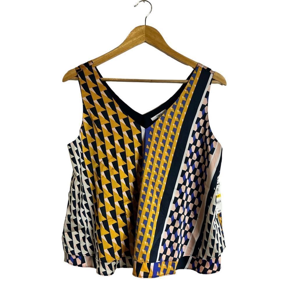 NWT Bar III women layered sleeveless retro crop blouse Top sz M